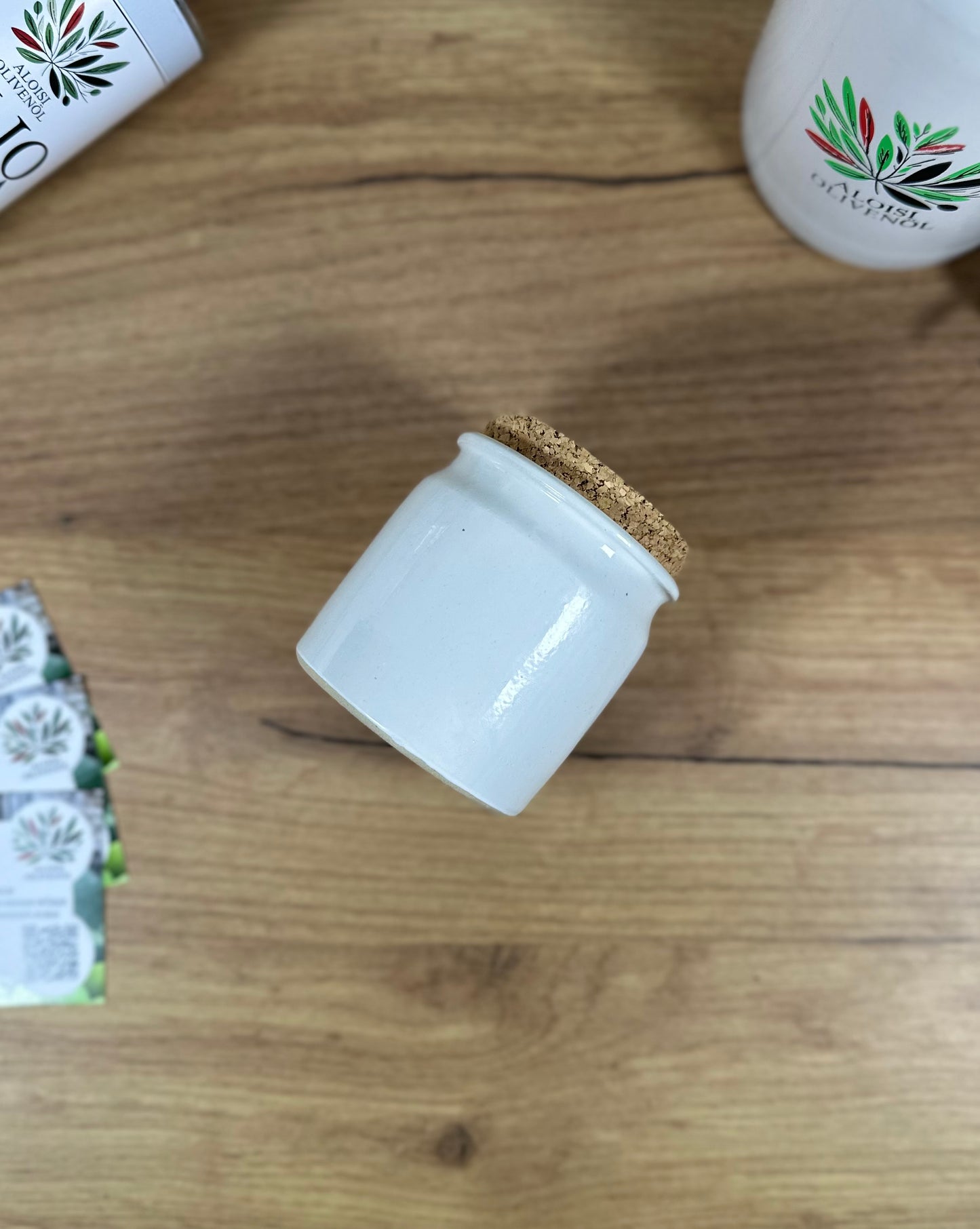 Vorratsdose aus Steinzeug – 160 ml, cremeweiß, inkl. Korkverschluss