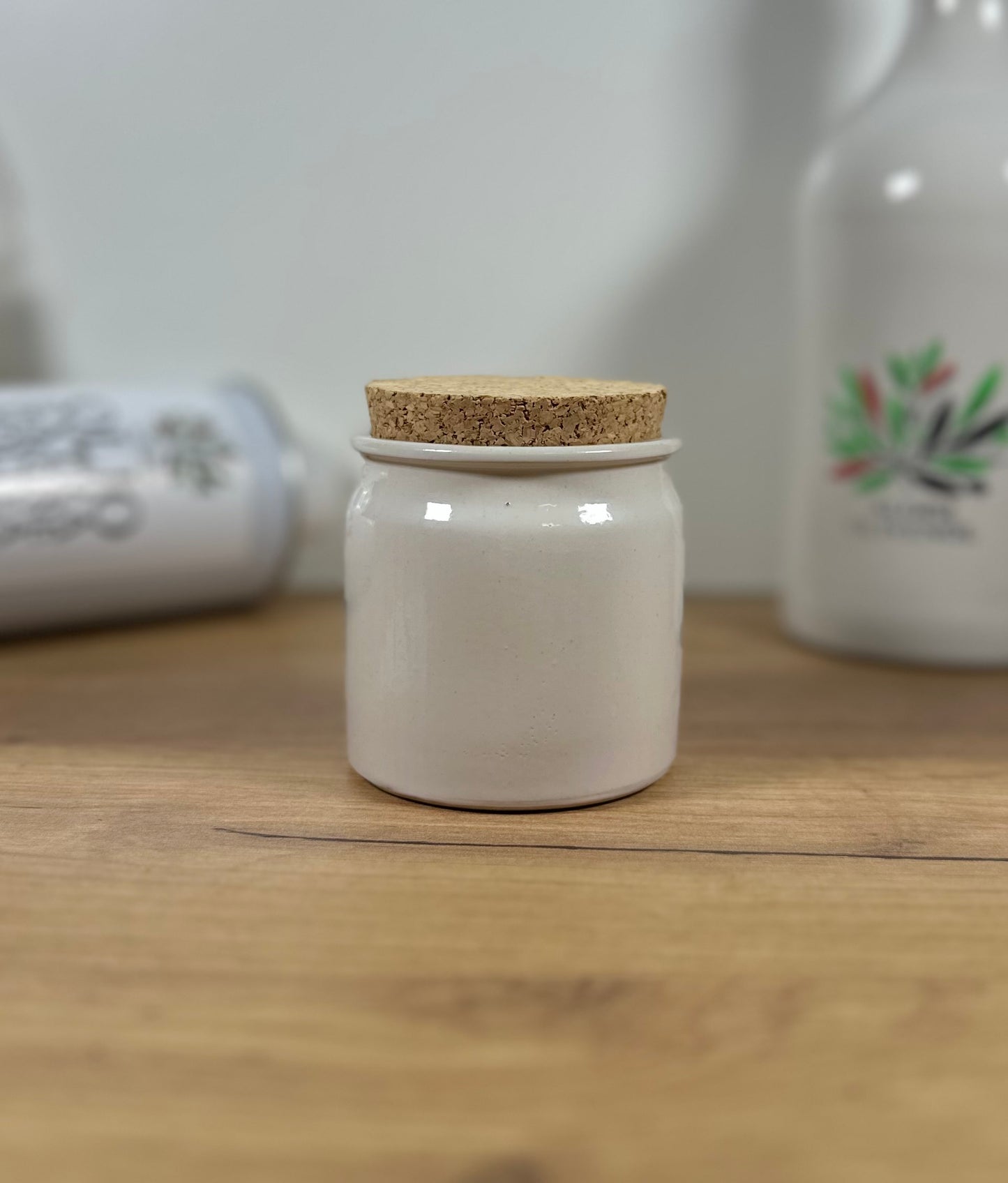 Vorratsdose aus Steinzeug – 160 ml, cremeweiß, inkl. Korkverschluss