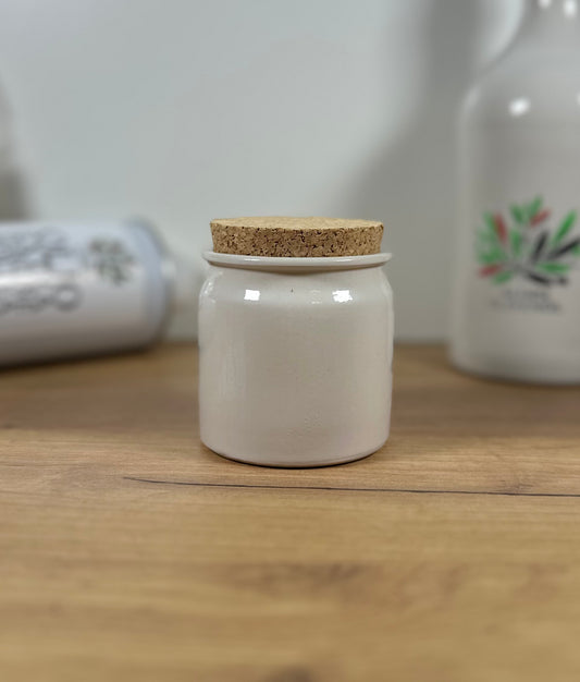 Vorratsdose aus Steinzeug – 160 ml, cremeweiß, inkl. Korkverschluss